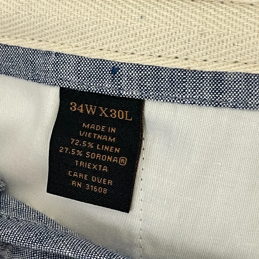 Jos A Bank Reserve Linen Blend Pants Mens 34x30 Blue Tailored Fit Drawstring